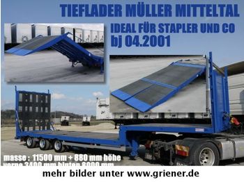 Müller-Mitteltal TS 3 / TIEFLADER HYDRAULISCHE RAMPE STAPLER / !!  - Tieflader Auflieger