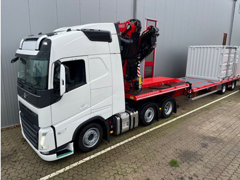 NEU: Pritschenauflieger/ Plattformauflieger Wiese Stufensattel Tieflader mit Kran Fassi F545: das Bild 5