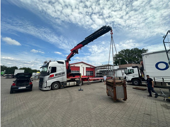 NEU: Pritschenauflieger/ Plattformauflieger Wiese Stufensattel Tieflader mit Kran Fassi F545: das Bild 2