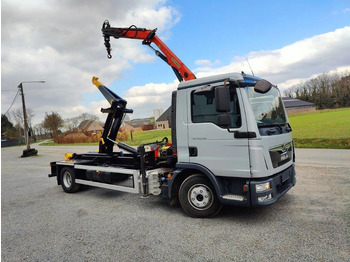 Abrollkipper, Autokran MAN TGL 12.250 Containersysteem Jimeca met kraan Palfinger PK4501: das Bild 2