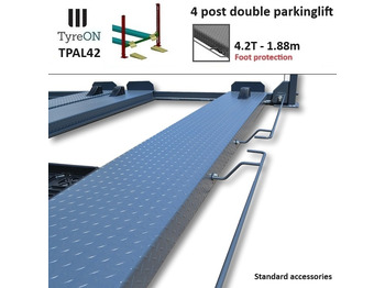 Werkstattgerät TPAL42 mobile double 4 post parking lift for car - 4.2T - Height 188 cm - Long 415 cm runways with automatic roll-off protection - 230V - To park 4 vehicles: das Bild 5