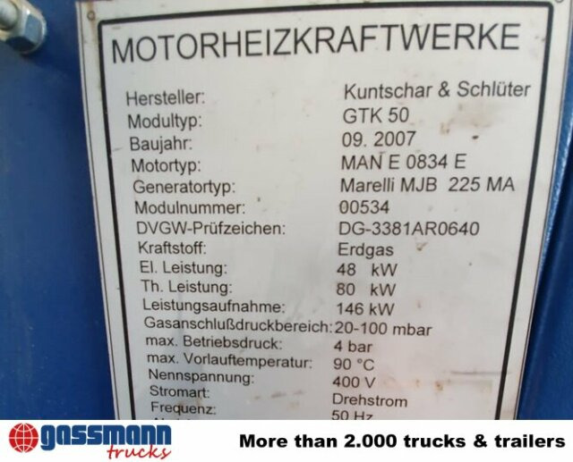 Kuntschar & Schlüter GTK 50 Blockheizkraftwerk - Baumaschine: das Bild 4 Kuntschar & Schlüter GTK 50 Blockheizkraftwerk - Baumaschine: das Bild 4