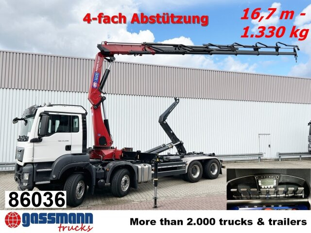MAN TGS 35.480 8X4 BL, Intarder, Kran HMF 3220-K6, - Abrollkipper, Autokran: das Bild 1 MAN TGS 35.480 8X4 BL, Intarder, Kran HMF 3220-K6, - Abrollkipper, Autokran: das Bild 1