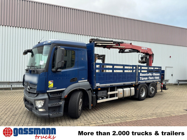 Pritsche LKW, Autokran Mercedes-Benz Antos 2540 L 6x2, Lenkachse, HMF 2110-L3: das Bild 8