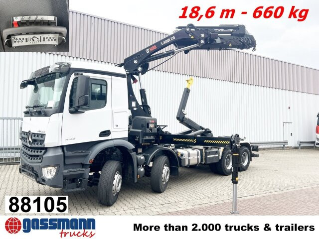 Mercedes-Benz Arocs 4142 B 8x4/4, Grounder, Funk - Abrollkipper, Autokran: das Bild 1 Mercedes-Benz Arocs 4142 B 8x4/4, Grounder, Funk - Abrollkipper, Autokran: das Bild 1