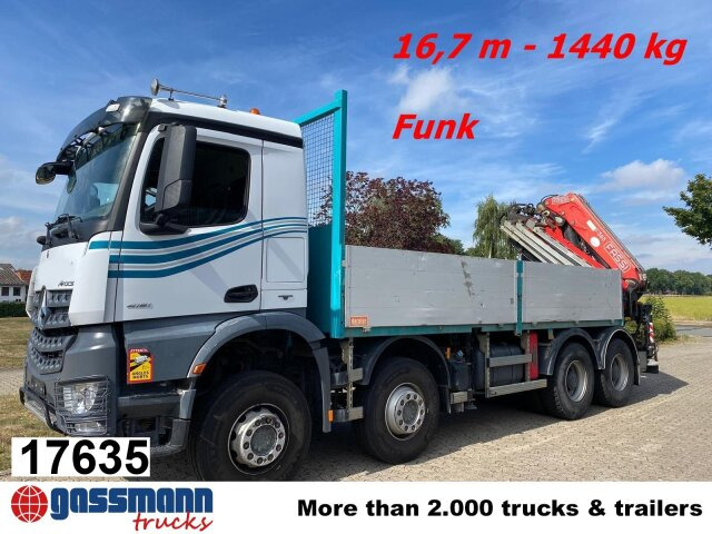Mercedes-Benz Arocs 4151 K 8x4, Fassi Heckkran F 365 RA. 2.26 - Pritsche LKW, Autokran: das Bild 1 Mercedes-Benz Arocs 4151 K 8x4, Fassi Heckkran F 365 RA. 2.26 - Pritsche LKW, Autokran: das Bild 1