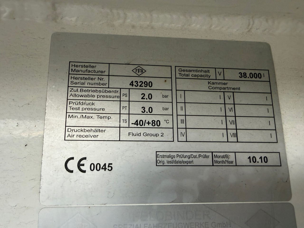 Siloauflieger Feldbinder EUT 38.3-3 EUT 38.3-3, Liftachse, 3 Kammern, ca. 38.000l: das Bild 7 Siloauflieger Feldbinder EUT 38.3-3 EUT 38.3-3, Liftachse, 3 Kammern, ca. 38.000l: das Bild 7