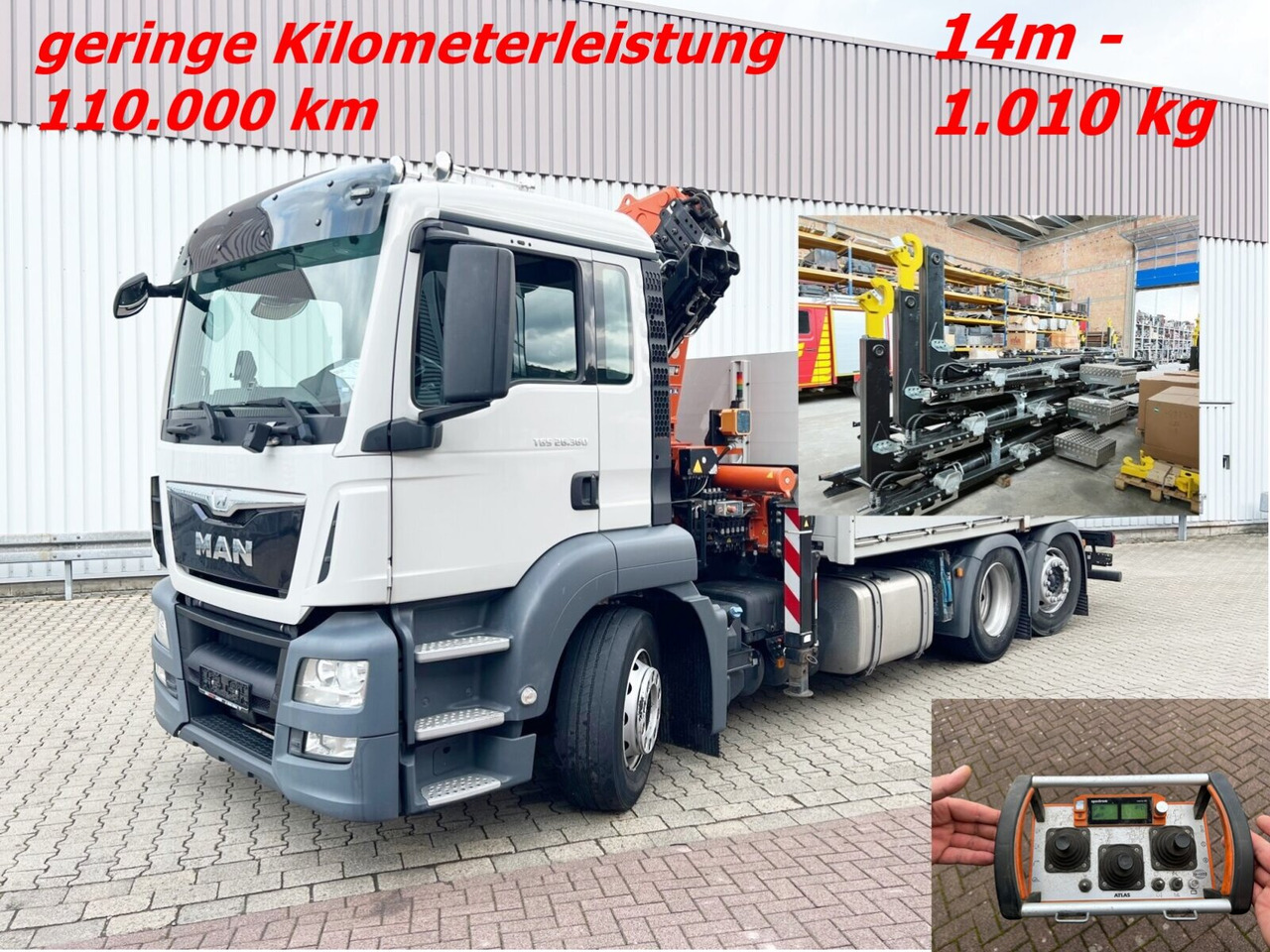 MAN TGS 26.360/400 6x2-4 BL TGS 26.360/400 6x2-4 BL, Lenk-/Lift, Kran Atlas AK 206.3E A5, Funk - Abrollkipper, Autokran: das Bild 1 MAN TGS 26.360/400 6x2-4 BL TGS 26.360/400 6x2-4 BL, Lenk-/Lift, Kran Atlas AK 206.3E A5, Funk - Abrollkipper, Autokran: das Bild 1