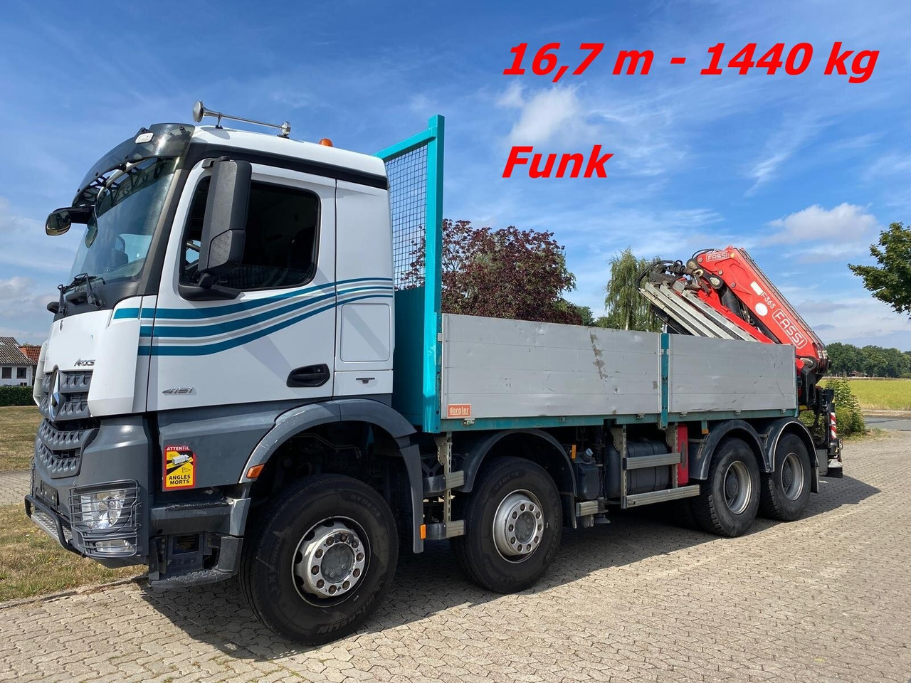 Mercedes-Benz Arocs 4151 K 8x4 Arocs 4151 K 8x4, Fassi Heckkran F 365 RA. 2.26 E Dynamic Funk - Autokran, Pritsche LKW: das Bild 1 Mercedes-Benz Arocs 4151 K 8x4 Arocs 4151 K 8x4, Fassi Heckkran F 365 RA. 2.26 E Dynamic Funk - Autokran, Pritsche LKW: das Bild 1