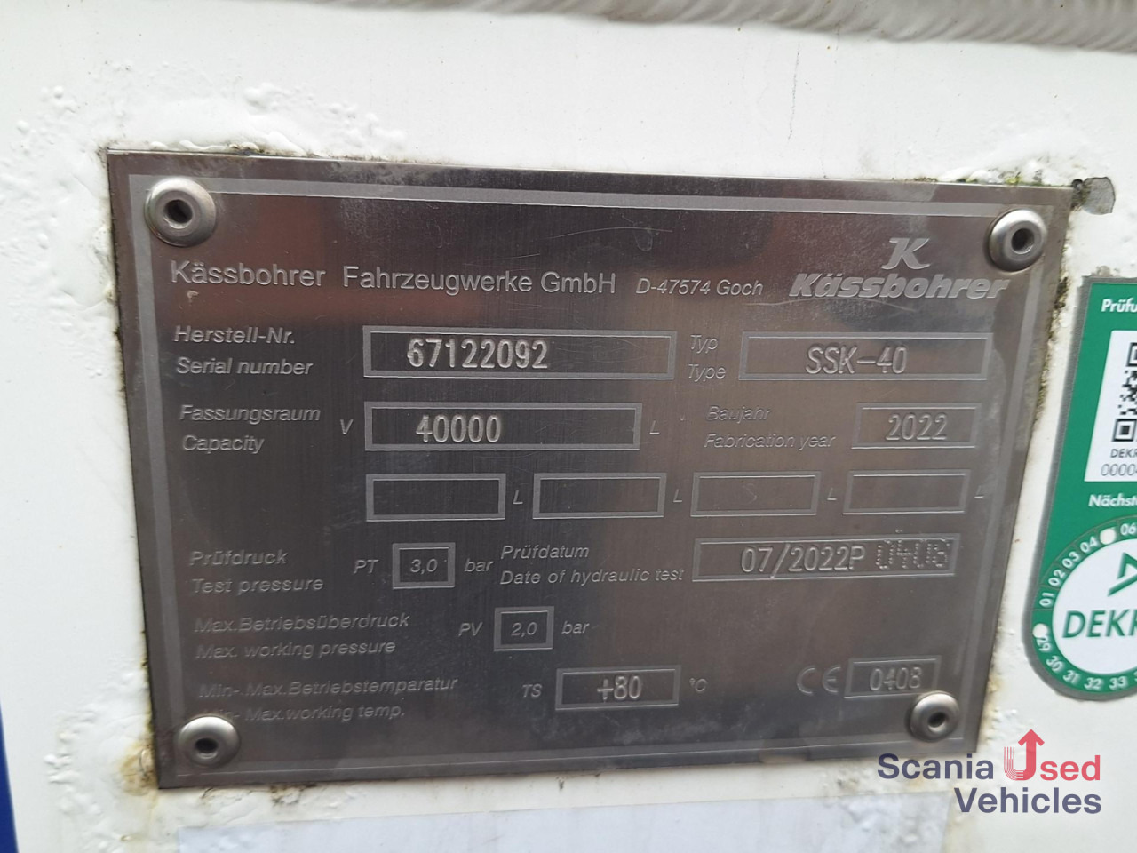 KAESSBOHRER Lebensmitteltank Kippbar SSK 40XS Neuwertig !! - Siloauflieger: das Bild 2 KAESSBOHRER Lebensmitteltank Kippbar SSK 40XS Neuwertig !! - Siloauflieger: das Bild 2