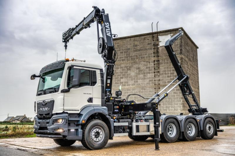 MAN TGS 35.520 BL - ATLAS 240.2E - Abrollkipper, Autokran: das Bild 1 MAN TGS 35.520 BL - ATLAS 240.2E - Abrollkipper, Autokran: das Bild 1