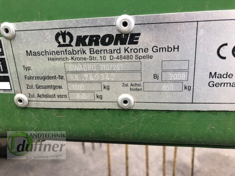 Krone Swadro 710/26 T - Heuwender/ Wenderechen: das Bild 5 Krone Swadro 710/26 T - Heuwender/ Wenderechen: das Bild 5