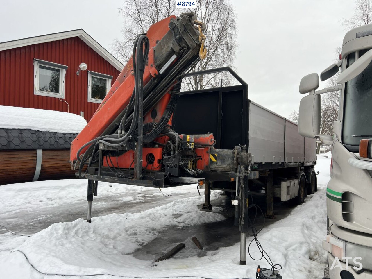 Crane trailer Narko with Palfinger PK16502 crane - Pritschenaufbau: das Bild 1 Crane trailer Narko with Palfinger PK16502 crane - Pritschenaufbau: das Bild 1