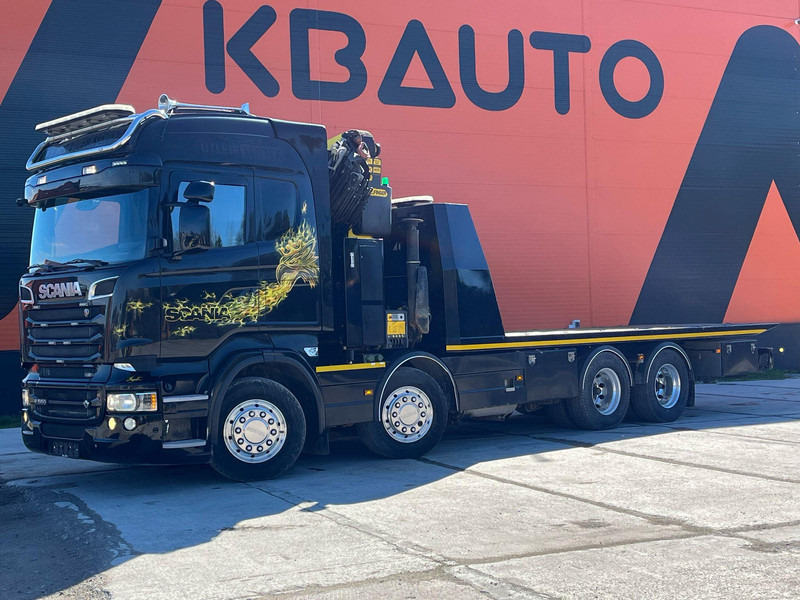 Scania R 560 8x4 PK 34002 / WINCH / FALCOM FAS 12000 / PLATFORM L=6564 mm - Autotransporter LKW: das Bild 1 Scania R 560 8x4 PK 34002 / WINCH / FALCOM FAS 12000 / PLATFORM L=6564 mm - Autotransporter LKW: das Bild 1