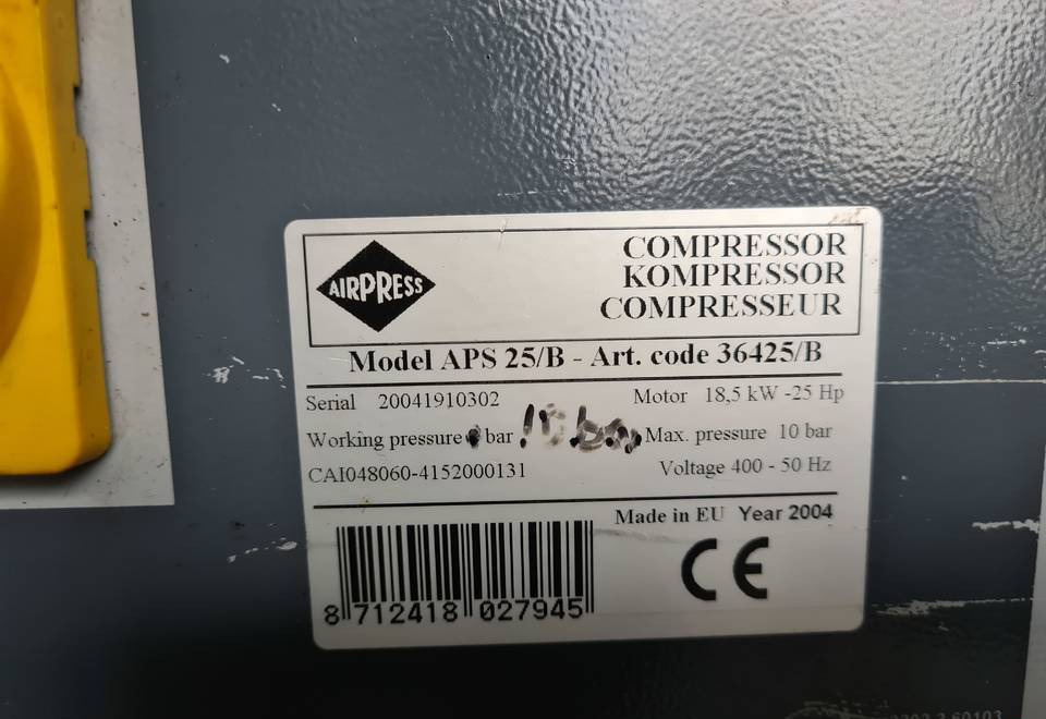 Kompresor śrubowy AIRPRESS APS 25, 18,5 kw, (2) - Luftkompressor: das Bild 5 Kompresor śrubowy AIRPRESS APS 25, 18,5 kw, (2) - Luftkompressor: das Bild 5
