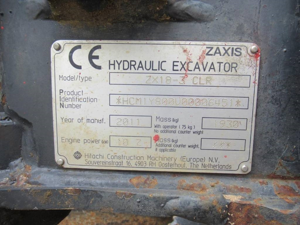 Hitachi ZX 18-3 CLR - Minibagger: das Bild 5 Hitachi ZX 18-3 CLR - Minibagger: das Bild 5