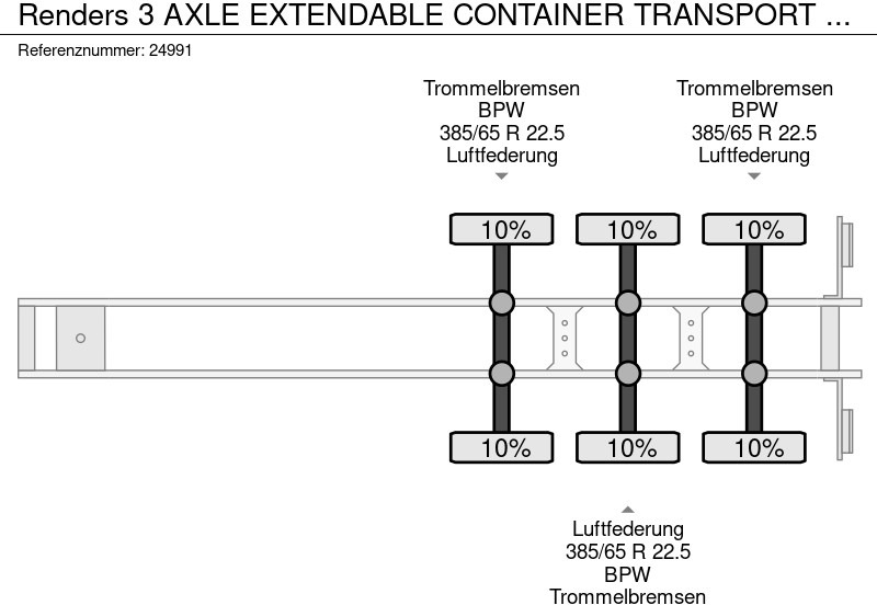 Container/ Wechselfahrgestell Auflieger Renders 3 AXLE EXTENDABLE CONTAINER TRANSPORT TRAILER: das Bild 6