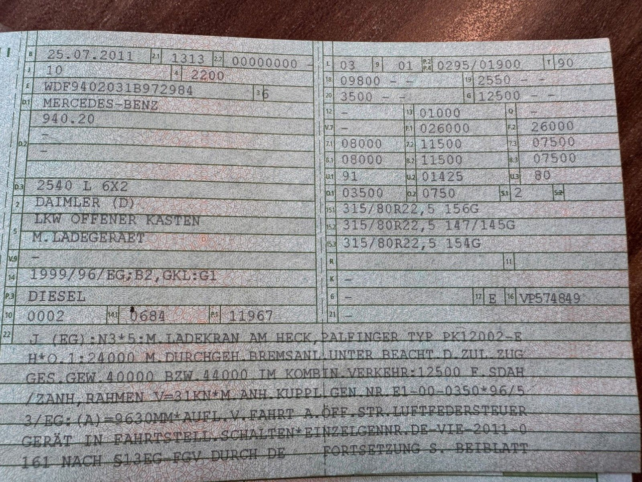 Mercedes-Benz 2540 6X2 Pritsche Palfinger PK 12002 mit Funk - Autokran: das Bild 2 Mercedes-Benz 2540 6X2 Pritsche Palfinger PK 12002 mit Funk - Autokran: das Bild 2