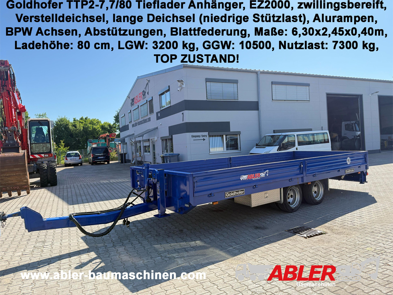 Goldhofer TTP2-7,7/80 Tieflader Tandem mit Rampen TOP - Pritschenanhänger/ Plattformanhänger: das Bild 1 Goldhofer TTP2-7,7/80 Tieflader Tandem mit Rampen TOP - Pritschenanhänger/ Plattformanhänger: das Bild 1