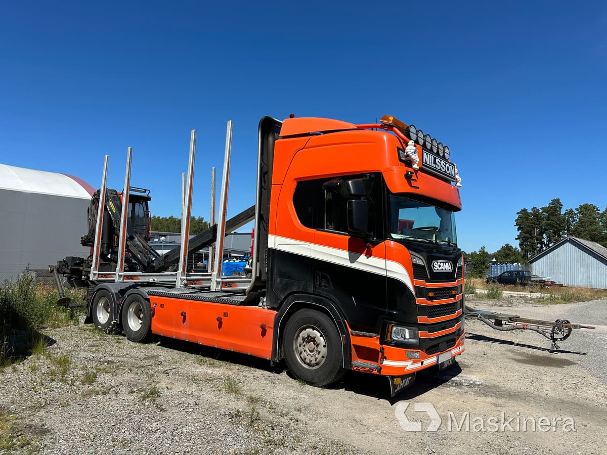 Timmerbil Scania R650B 6X4 NB + Släp - Holztransporter, Autokran: das Bild 1 Timmerbil Scania R650B 6X4 NB + Släp - Holztransporter, Autokran: das Bild 1