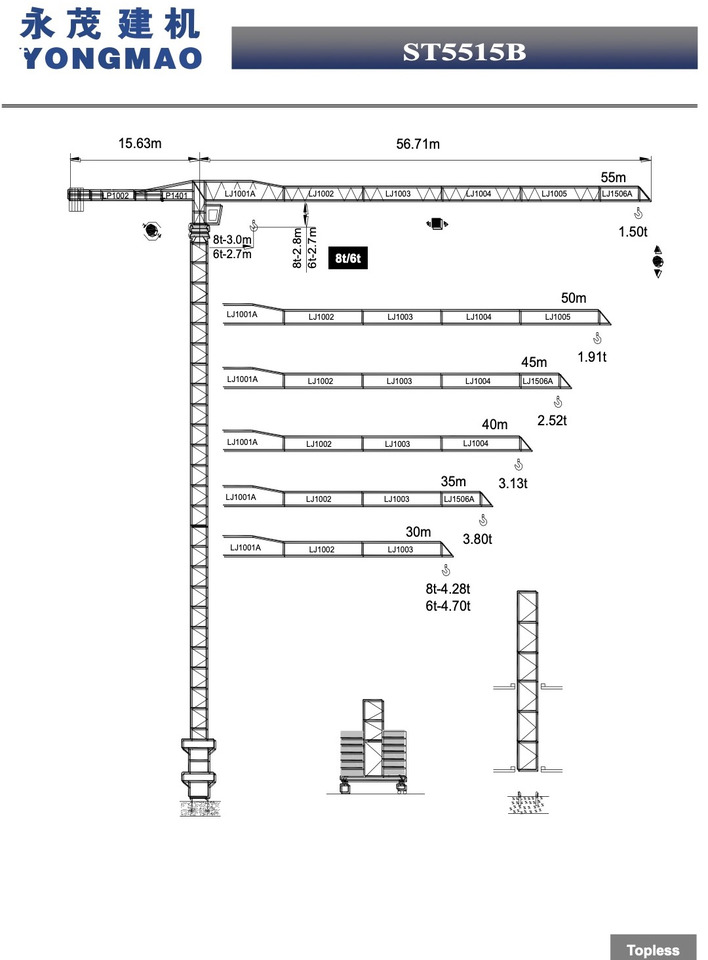 YongMao YONGMAO ST5515B-6T - Turmkran: das Bild 1 YongMao YONGMAO ST5515B-6T - Turmkran: das Bild 1