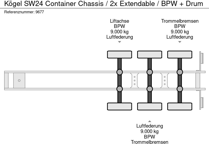 Container/ Wechselfahrgestell Auflieger Kögel SW24 Container Chassis / 2x Extendable / BPW + Drum: das Bild 10