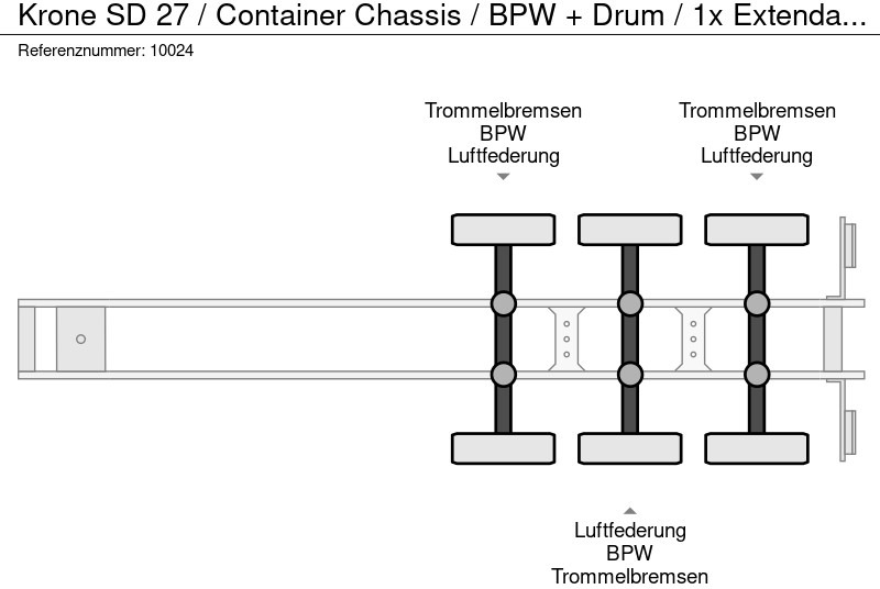 Container/ Wechselfahrgestell Auflieger Krone SD 27 / Container Chassis / BPW + Drum / 1x Extendable / 45 FT: das Bild 8