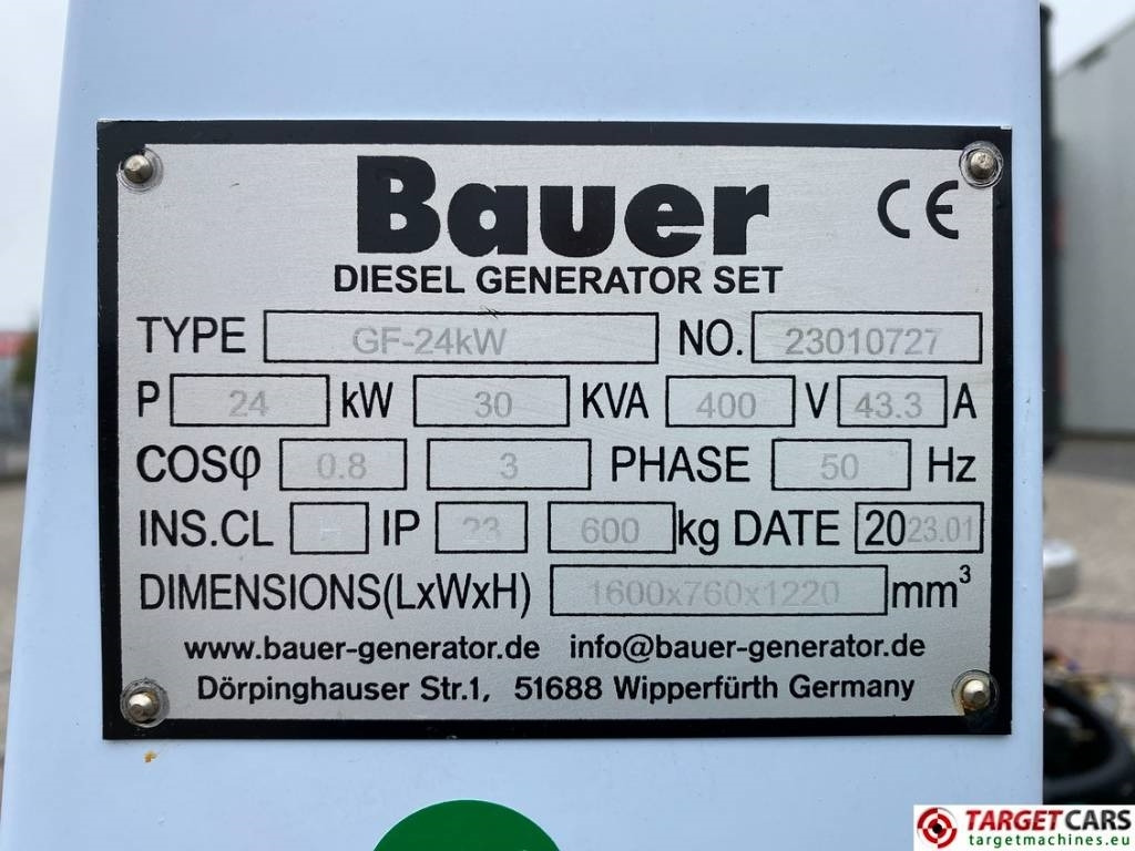 Stromgenerator Bauer GF-24KW Diesel 30KVA Generator 400/230V: das Bild 10 Stromgenerator Bauer GF-24KW Diesel 30KVA Generator 400/230V: das Bild 10