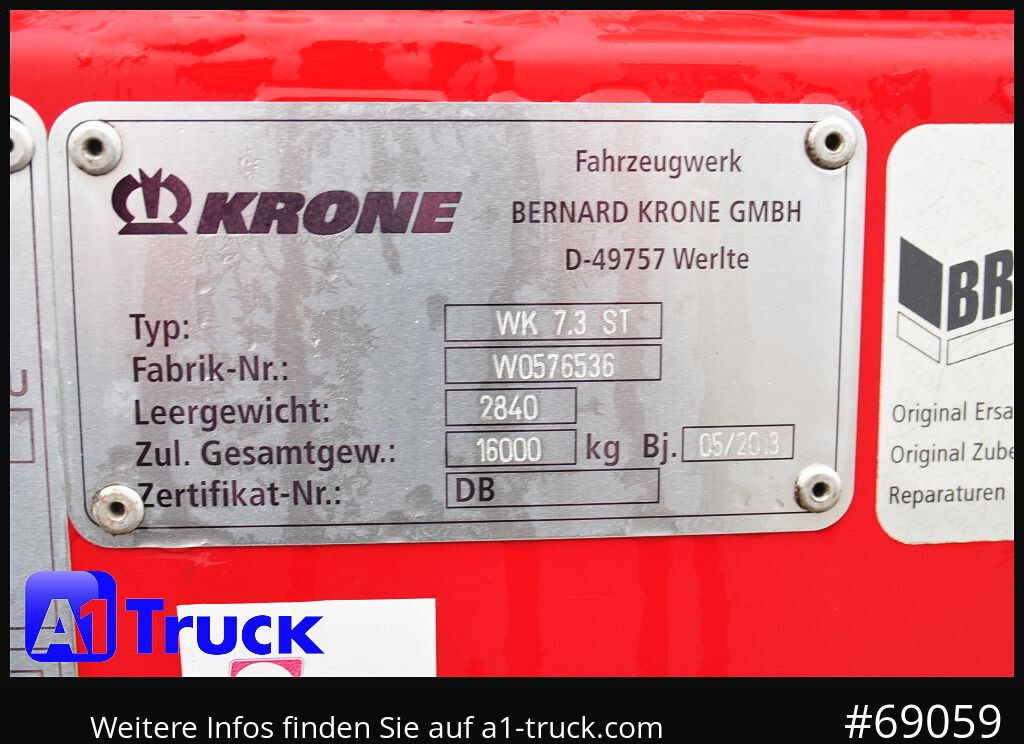 Kofferaufbau KRONE BDF 7,45 Wechselbrücke  Koffer, Zurrösen in den Seitenwänden: das Bild 8