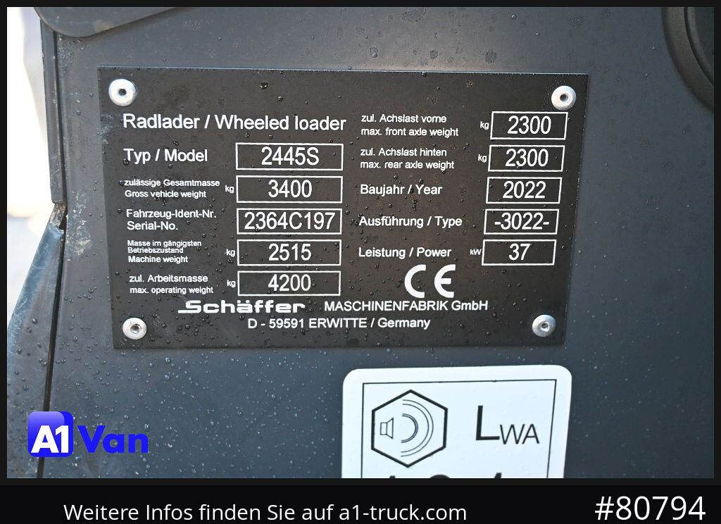 SCHAEFFER Schäffer 2445S Hoflader, Gabel, 127 Bstd. - Radlader: das Bild 4 SCHAEFFER Schäffer 2445S Hoflader, Gabel, 127 Bstd. - Radlader: das Bild 4
