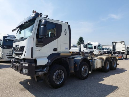 Iveco 8x4 Meiller Abroller, Automatik, E6, Retarder, - Abrollkipper, Autokran: das Bild 1 Iveco 8x4 Meiller Abroller, Automatik, E6, Retarder, - Abrollkipper, Autokran: das Bild 1