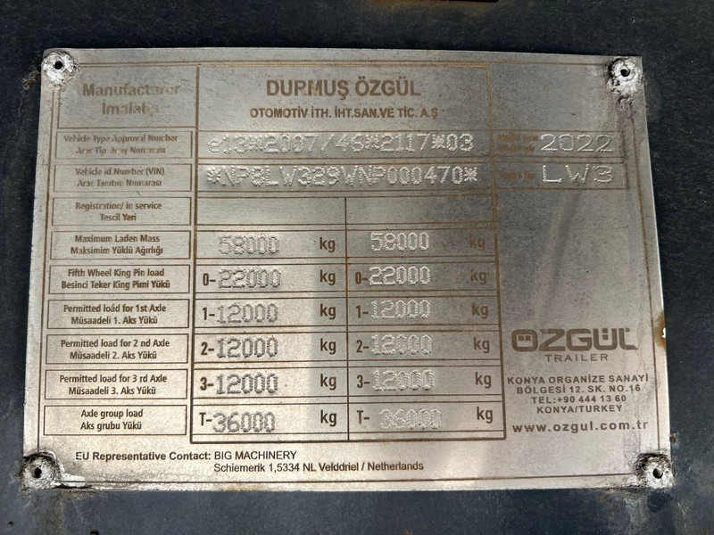 OZGUL LW3 EU 1SS - Tieflader Auflieger: das Bild 4 OZGUL LW3 EU 1SS - Tieflader Auflieger: das Bild 4