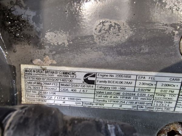 Cummins QSB7-G6 NR4 CPL3277 Engine (Plant) - Motor für Baumaschine: das Bild 2 Cummins QSB7-G6 NR4 CPL3277 Engine (Plant) - Motor für Baumaschine: das Bild 2