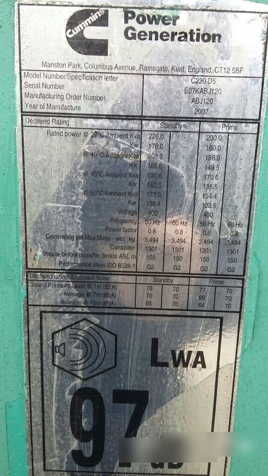 Cummins 220 kVa 6CTA - Stromgenerator: das Bild 3 Cummins 220 kVa 6CTA - Stromgenerator: das Bild 3