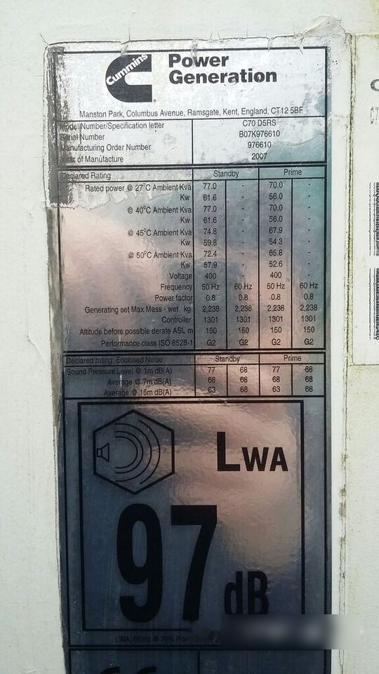 Cummins 70 kVa 4BT3.9 - Stromgenerator: das Bild 3 Cummins 70 kVa 4BT3.9 - Stromgenerator: das Bild 3