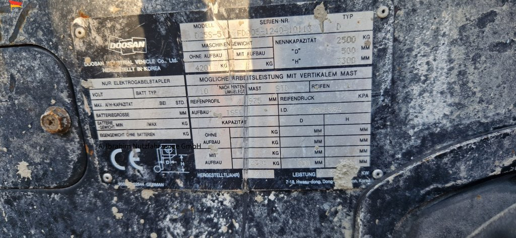 Doosan D25-5 Duplexmast, Seitenverschiebung, autom. Gabelverst. - Dieselstapler: das Bild 3 Doosan D25-5 Duplexmast, Seitenverschiebung, autom. Gabelverst. - Dieselstapler: das Bild 3