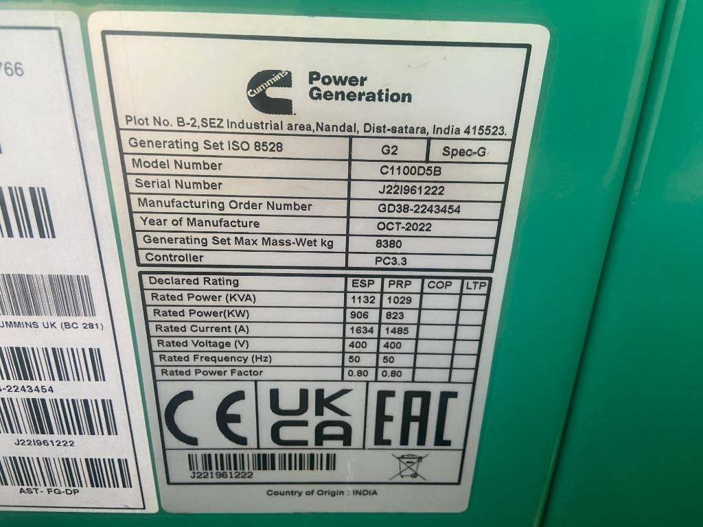 Cummins C1100D5B - 1.100 kVA Open Generator - DPX-18531-O - Stromgenerator: das Bild 4 Cummins C1100D5B - 1.100 kVA Open Generator - DPX-18531-O - Stromgenerator: das Bild 4
