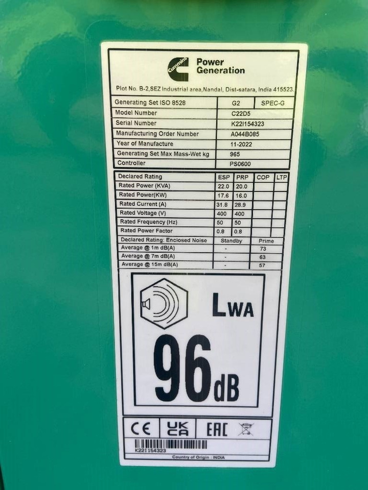 Cummins C22D5 - 22 kVA Generator - DPX-18501 - Stromgenerator: das Bild 4 Cummins C22D5 - 22 kVA Generator - DPX-18501 - Stromgenerator: das Bild 4