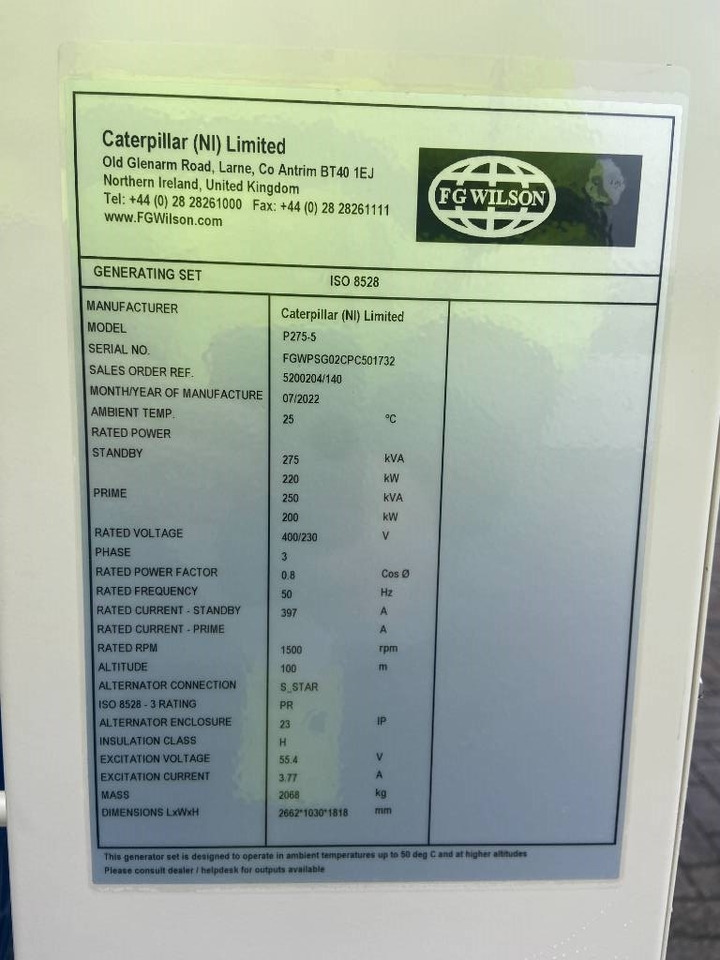 FG Wilson P275-5 - 275 kVA Open Genset - DPX-16014-O - Stromgenerator: das Bild 4 FG Wilson P275-5 - 275 kVA Open Genset - DPX-16014-O - Stromgenerator: das Bild 4