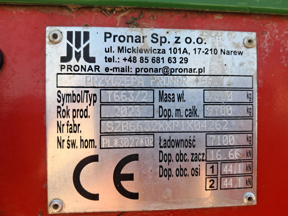 Landwirtschaftlicher Anhänger PRONAR T663/2 PRZYCZEPA ROLNICZA: das Bild 8