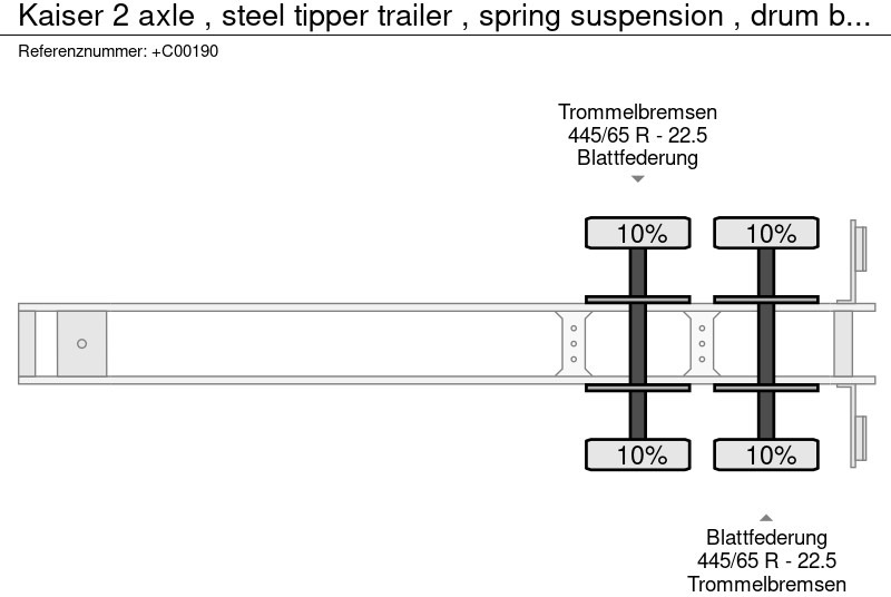 Kipper Auflieger Kaiser 2 axle , steel tipper trailer , spring suspension , drum brakes: das Bild 12