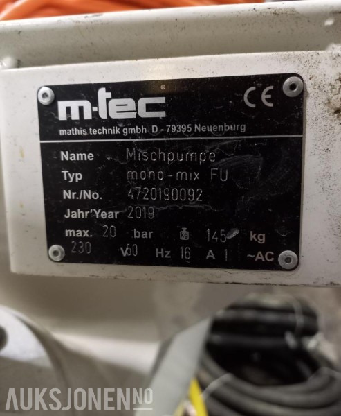 2019 M-tec mono mix miksepumpe - Baugeräte: das Bild 2 2019 M-tec mono mix miksepumpe - Baugeräte: das Bild 2