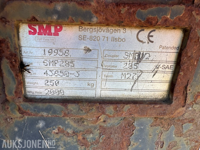 2000 SMP graveskuffe med tenner. S50 feste, 285 liter - Anbauteil für Baumaschine: das Bild 4 2000 SMP graveskuffe med tenner. S50 feste, 285 liter - Anbauteil für Baumaschine: das Bild 4
