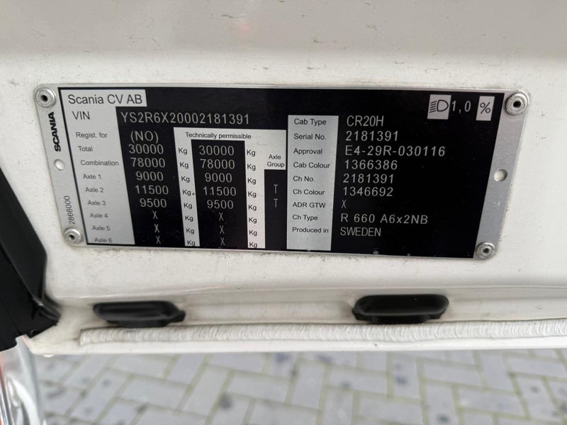 Sattelzugmaschine Scania R660 VOLLUCHT, ALCOA, LEER, RETARDER, TOP, NEGEN TONS VOORAS.: das Bild 18 Sattelzugmaschine Scania R660 VOLLUCHT, ALCOA, LEER, RETARDER, TOP, NEGEN TONS VOORAS.: das Bild 18