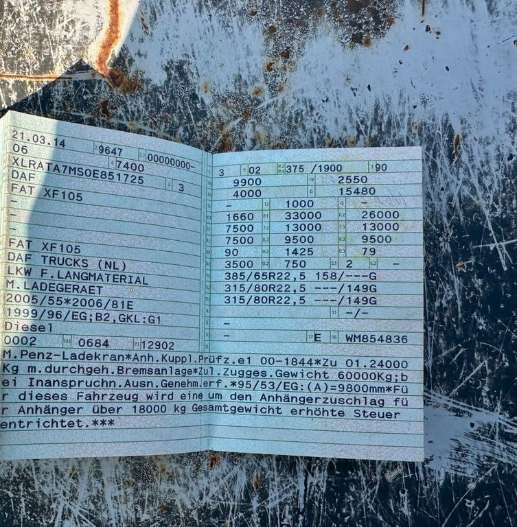 DAF 105.510 6X4 Kran Penz /Atlas Holz Crane DAF 105.510 6X4 Kran Penz /Atlas Holz Crane - Holztransporter, Autokran: das Bild 4 DAF 105.510 6X4 Kran Penz /Atlas Holz Crane DAF 105.510 6X4 Kran Penz /Atlas Holz Crane - Holztransporter, Autokran: das Bild 4
