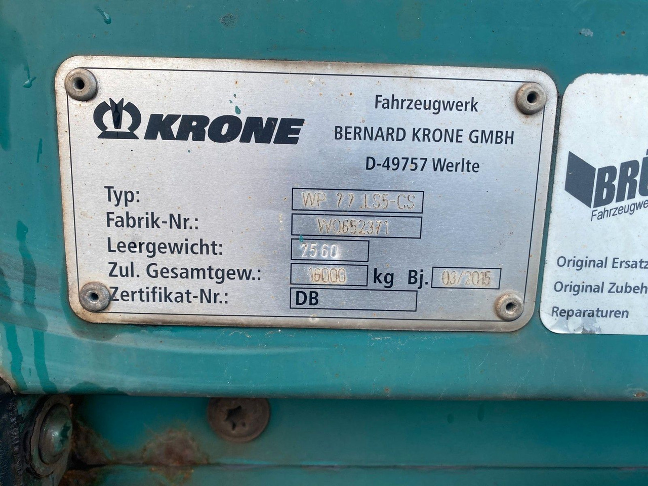 Krone WP 7.7. LS5-CS Wechselbrücke 7,82m - Container/ Wechselfahrgestell Auflieger: das Bild 4 Krone WP 7.7. LS5-CS Wechselbrücke 7,82m - Container/ Wechselfahrgestell Auflieger: das Bild 4