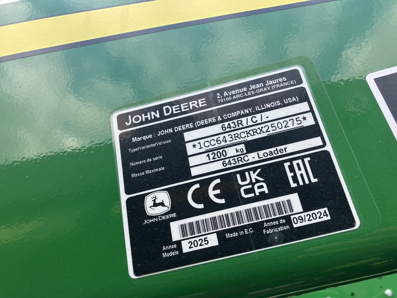 John Deere 643R Loader and Brackets - Anbauteil: das Bild 4 John Deere 643R Loader and Brackets - Anbauteil: das Bild 4