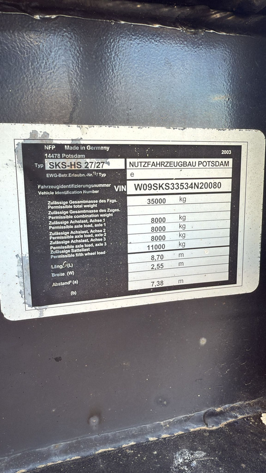 Kipper Auflieger NPF-POTSDAM SKS 27 Tipper Semi-trailer: das Bild 7
