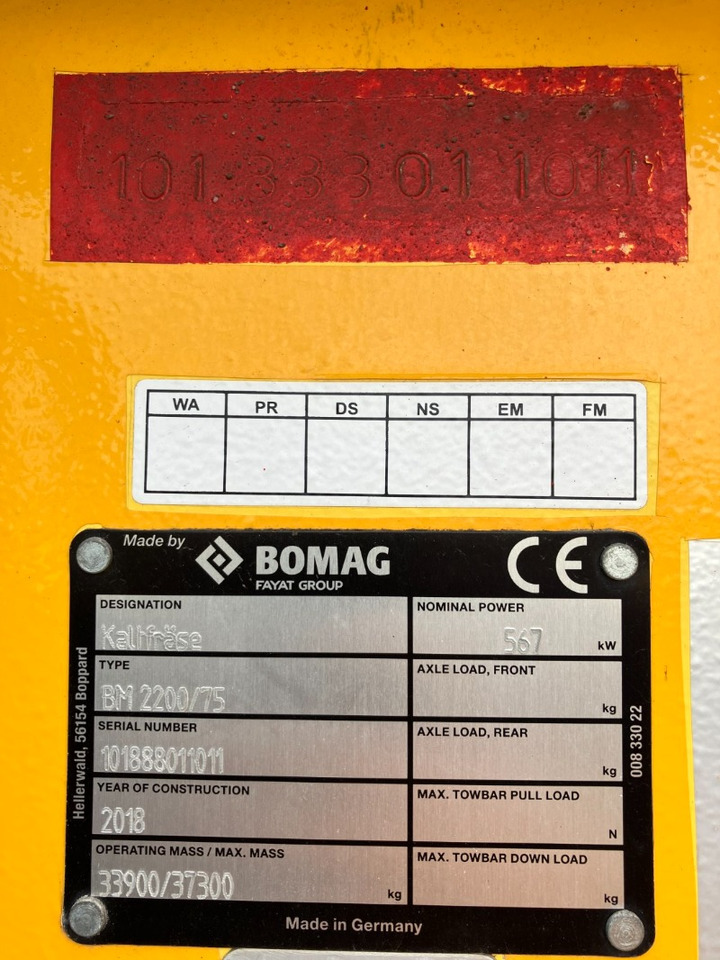 Kaltfräse BOMAG DE BM 2200/75  Stage IV/Tier 4f: das Bild 7