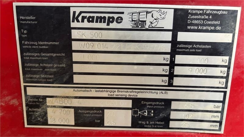 Krampe SK 550 Entreprenørvogn med Hardox kasse SK 500 - Landwirtschaftlicher Kipper: das Bild 5 Krampe SK 550 Entreprenørvogn med Hardox kasse SK 500 - Landwirtschaftlicher Kipper: das Bild 5